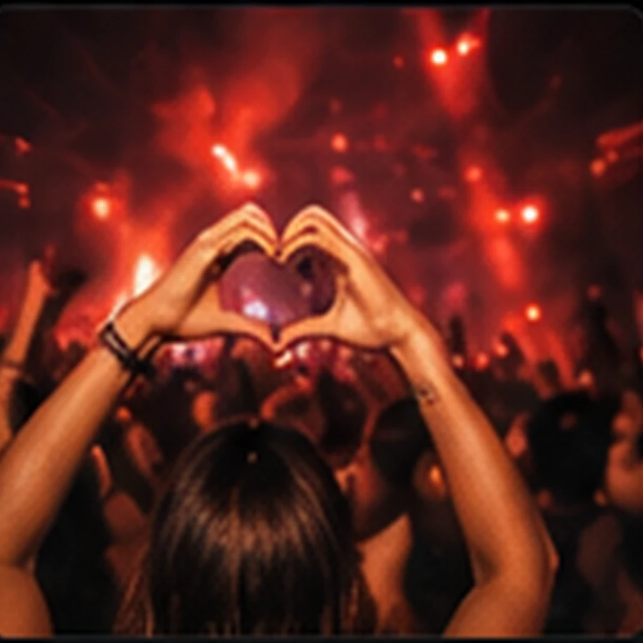 Raver making a heart shape with their hands